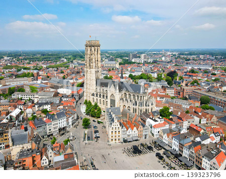 Aerial cityscape view of the city center in Mechelen, Belgium 139323796