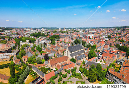 Aerial view Great Beguinage, Saint John Baptist Church in Leuven city 139323799