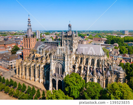 Panoramic aerial view St. John Cathedral in Hertogenbosch, Netherlands 139323835