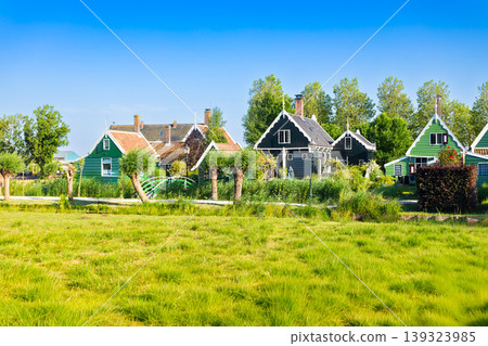 Traditional wooden houses in Zaanse Schans, Netherlands Traditional wooden houses in Zaanse Schans, Netherlands 139323985