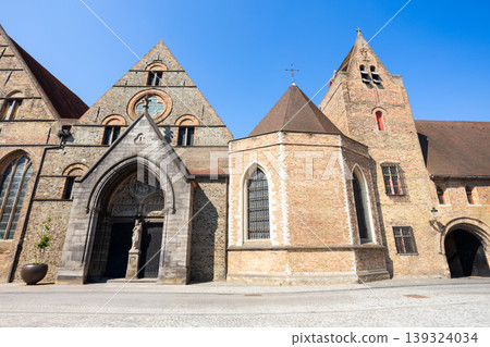 Sint Janshospitaal building facade in Bruges city, Belgium Sint Janshospitaal building facade in Bruges city, Belgium 139324034