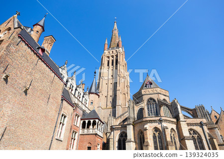 Church of Our Lady tower in Bruges city, Belgium 139324035