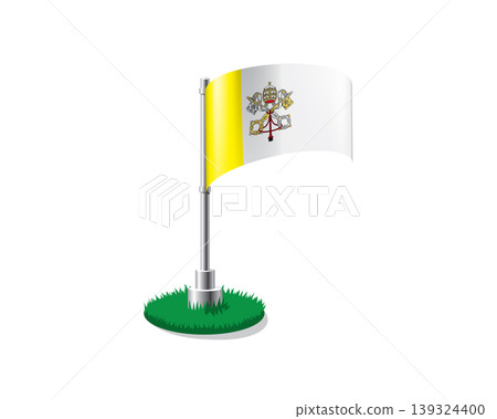 Detailed illustration of Vatican flag with vibrant hues on round grass background 139324400