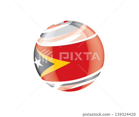 Illustration of globe wrapped in East Timor flag patterns with subtle shadowing Illustration of globe wrapped in East Timor flag patterns with subtle shadowing 139324420