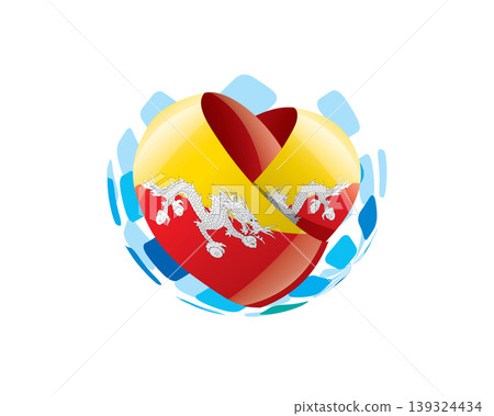 Patriotic heart wrapped in Bhutanese flag illustration Patriotic heart wrapped in Bhutanese flag illustration 139324434