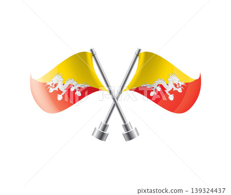 Scalable illustration capturing prideful display of Bhutanese national banners Scalable illustration capturing prideful display of Bhutanese national banners 139324437
