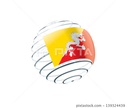 Bhutanese flag on an abstract globe Bhutanese flag on an abstract globe 139324439
