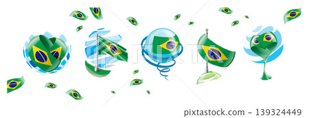 Vector set of the Brazilian flag in various creative designs 139324449