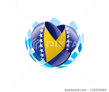 Patriotic heart wrapped in Bosnia and Herzegovina flag illustration Patriotic heart wrapped in Bosnia and Herzegovina flag illustration 139324464