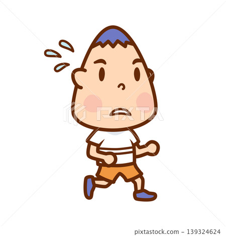 一個男孩向前跑 139324624