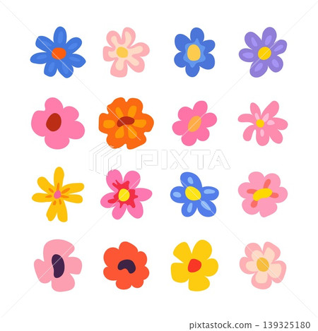 Colorful simple flowers set flat vector illustration Colorful simple flowers set flat vector illustration 139325180