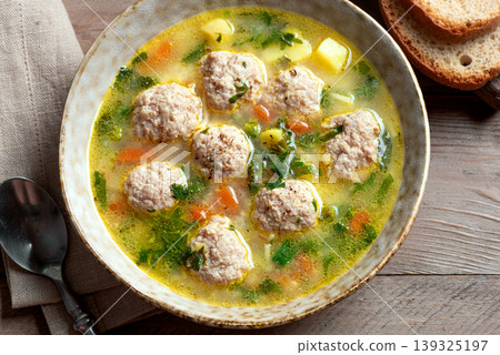 Homemade meatball soup Homemade meatball soup 139325197