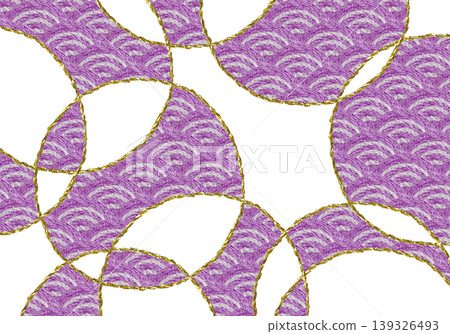 [Japanese-style Seigaiha (wave pattern) background decoration (horizontal)] Hand-embroidered illustration material 139326493