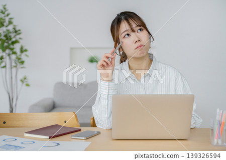 Woman working from home using a computer Woman working from home using a computer 139326594