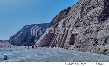 Abu Simbel, Aswan, Egypt- February 10 2025: Abu Simbel Temples in Abu Simbel Aswan, Egypt exterior daylight shot showing The Great Temple of Ramesses II and Nefertari Temple Abu Simbel, Aswan, Egypt- February 10 2025: Abu Simbel Temples in Abu Simbel Aswan, Egypt exterior daylight shot showing The Great Temple of Ramesses II and Nefertari Temple 139326652