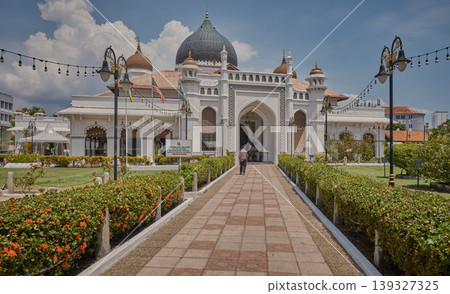 George Town Malaysia-April 15 2024:The Kapitan Keling Mosque is a mosque built in the 19th century by Indian Muslim traders in George Town, Penang, Malaysia.  139327325