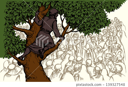 Vector drawing. Zacchaeus on the tree Vector drawing. Zacchaeus on the tree 139327548