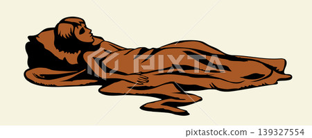 Vector drawing. Sick baby sleeping 139327554