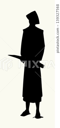 Vector drawing. The warrior is dressed in traditional Asian clothing Vector drawing. The warrior is dressed in traditional Asian clothing 139327568