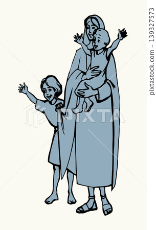 Mother with kids. Vector drawing Mother with kids. Vector drawing 139327573