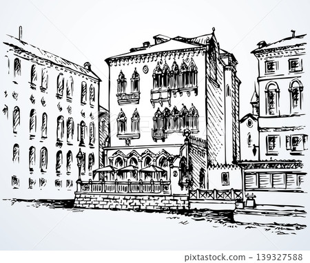 Vector drawing. Venice city panorama Vector drawing. Venice city panorama 139327588