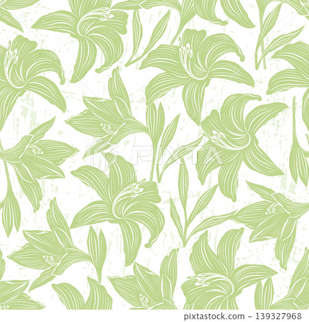 Vector seamless pattern with lilies on a textured background 139327968
