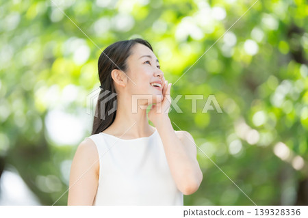 Fresh greenery, woman, beauty 139328336