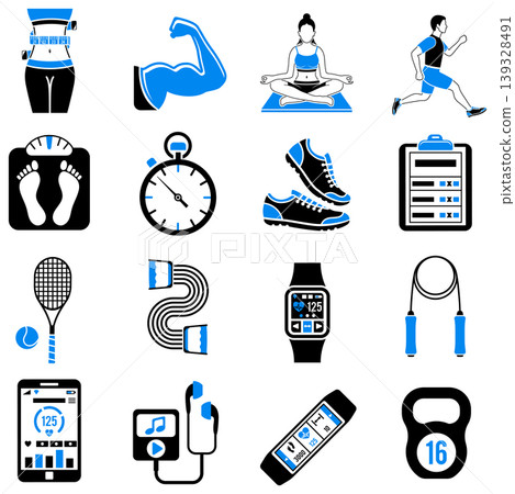 Fitness Icon Sticker Set Fitness Icon Sticker Set 139328491