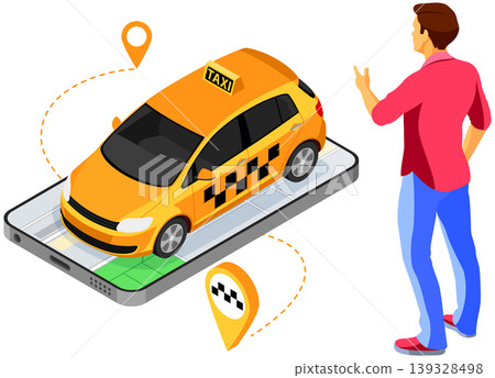 Online Taxi Isometric Concept Online Taxi Isometric Concept 139328498