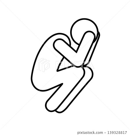 A LINE icon of a person crouching with their head in their hands. 139328817