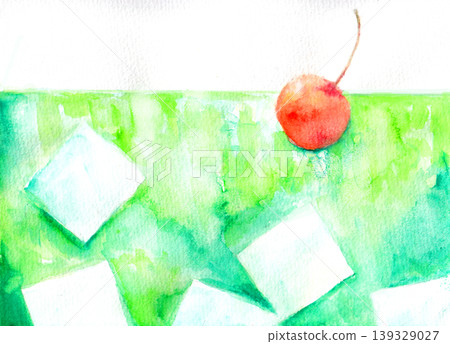 A hand-painted watercolor wallpaper inspired by a green cream soda. 139329027