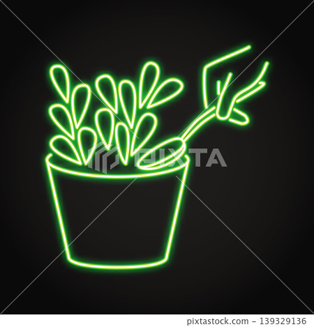 Soil top layer replacement neon icon Soil top layer replacement neon icon 139329136