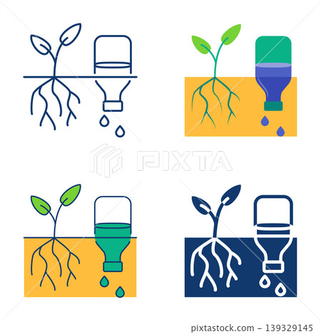 Slow drip irrigation icon set 139329145