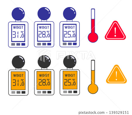 Heatstroke prevention: Wet Bulb Globe Temperature (WBGT) heat index measurement (measurement icon) 139329151