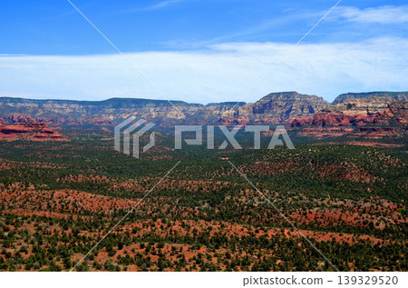 Aerial View Red Rock Country surrounding Sedona Arizona 139329520
