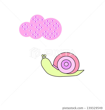 蝸牛和繡球花的插圖 139329549
