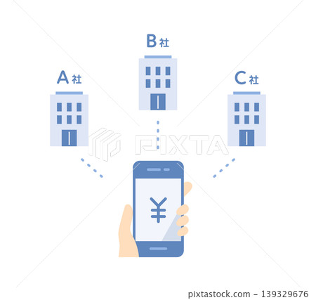 Vector illustration for using a smartphone to get multiple quotes and estimates (flat design, blue) 139329676