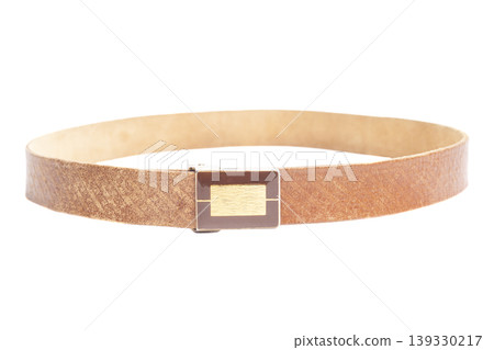 brown leather belt isolated on white brown leather belt isolated on white 139330217