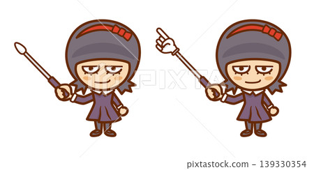 一個可愛的小女孩拿著指示棒講解。 一個可愛的小女孩拿著指示棒講解。 139330354