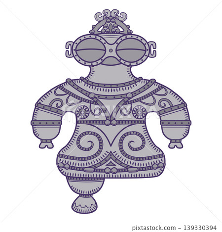 Illustration of a clay figurine from the Jomon period Illustration of a clay figurine from the Jomon period 139330394