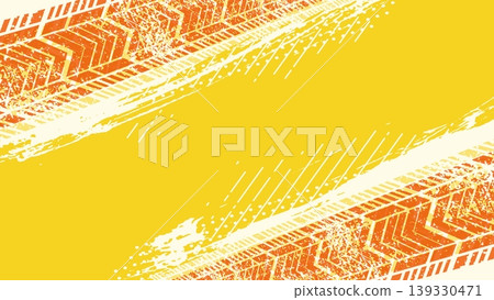 Dynamic yellow and orange grunge-style tire track background material Dynamic yellow and orange grunge-style tire track background material 139330471
