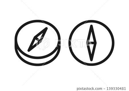 Set of 2 Compass Icons (Line Drawing, Simple Map Symbols) 139330481