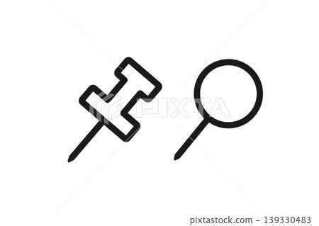 Two types of thumbtack icons, line art and vector. Two types of thumbtack icons, line art and vector. 139330483