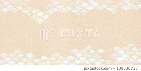 Hand-drawn Japanese pattern background material. Seigaiha (wave pattern). Retro, faded look on kraft paper. Japanese style, traditional, Japan, pattern 139330713