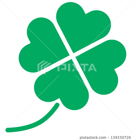 A simple icon of a green four-leaf clover. 139330726