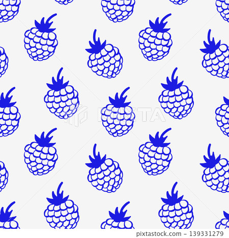 Graphic pattern of stylized raspberries in navy blue Graphic pattern of stylized raspberries in navy blue 139331279