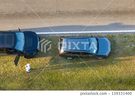 Car accident on city street in Florida. Result of distracted driving and speeding. Emergency services at vehicle crash in USA Car accident on city street in Florida. Result of distracted driving and speeding. Emergency services at vehicle crash in USA 139331400