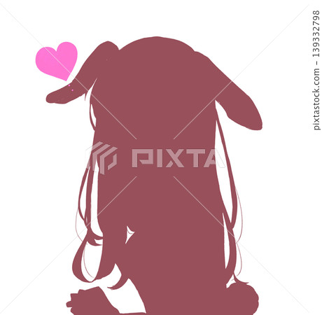 一個長著動物耳朵和尾巴的女人；一隻兔子；剪影；愛。 139332798