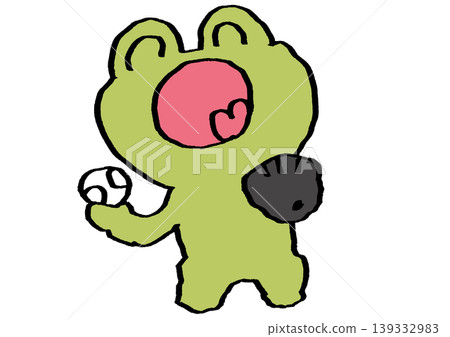 A frog playing baseball A frog playing baseball 139332983