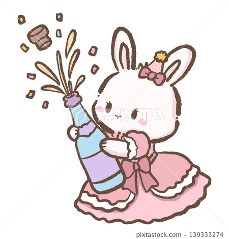 Kawaii Bunny Party Celebration Clipart Cute Bunny Opening Champagne Bottle Confetti Birthday Party Illustration Kawaii Bunny Party Celebration Clipart Cute Bunny Opening Champagne Bottle Confetti Birthday Party Illustration 139333274